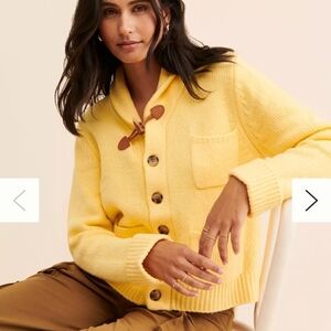 Anthropologie Yellow Cardigan with Brown Accents
